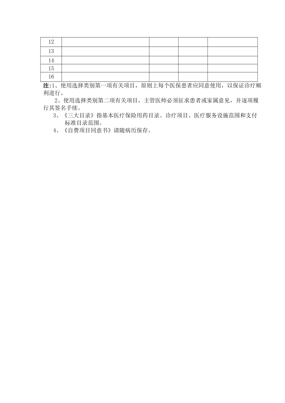 规范医保患者住院签署自费项目同意书和住院知情书管理规定_第3页