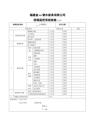视频监控系统检查记录表