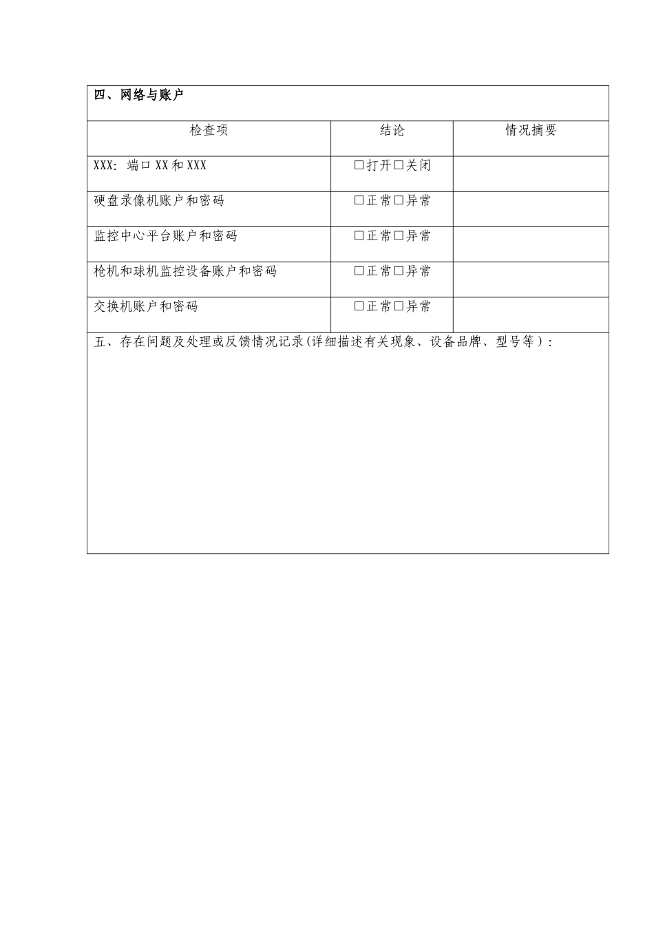 视频监控项目日常巡检表_第3页