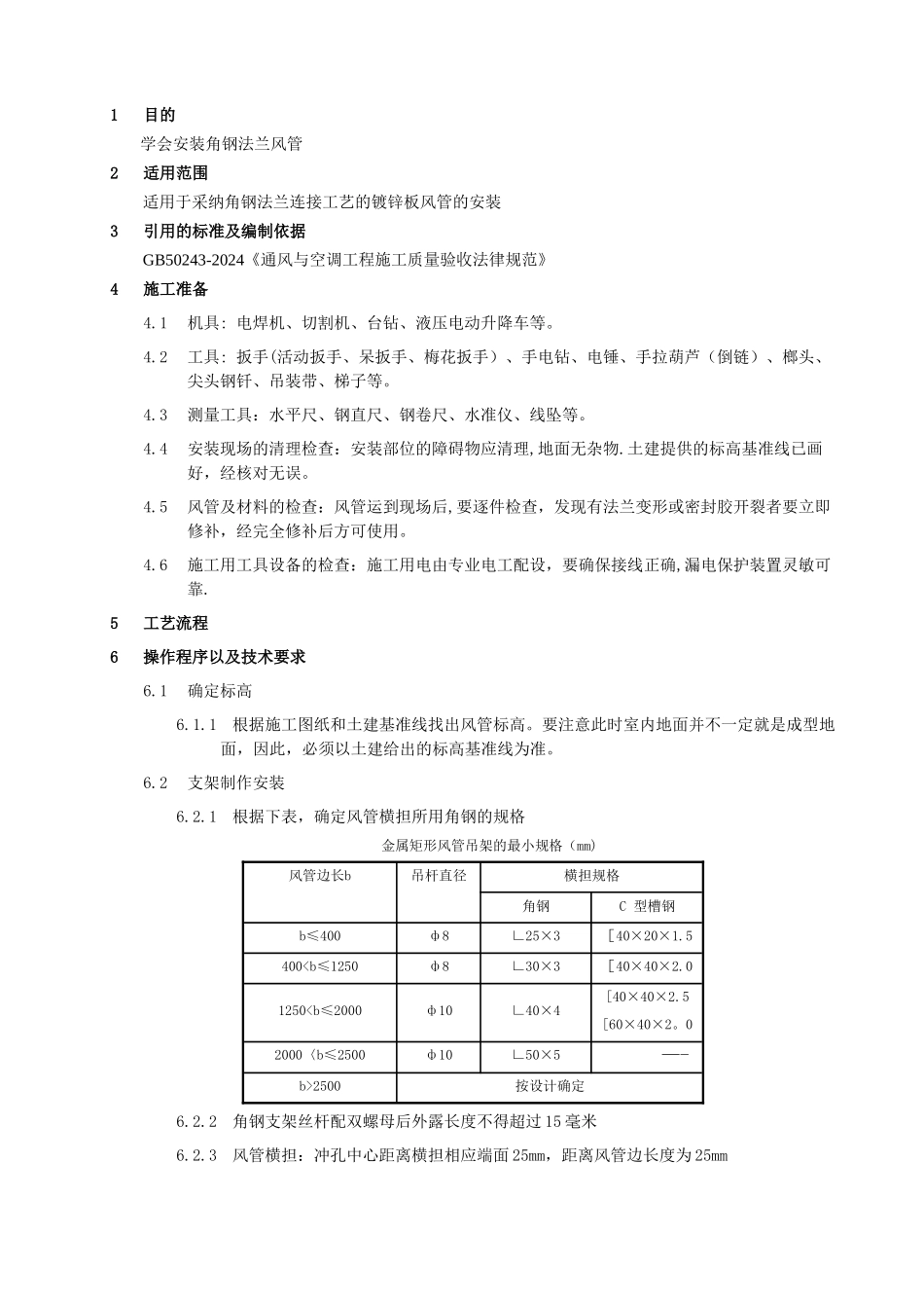 角钢法兰风管安装作业指导书_第1页