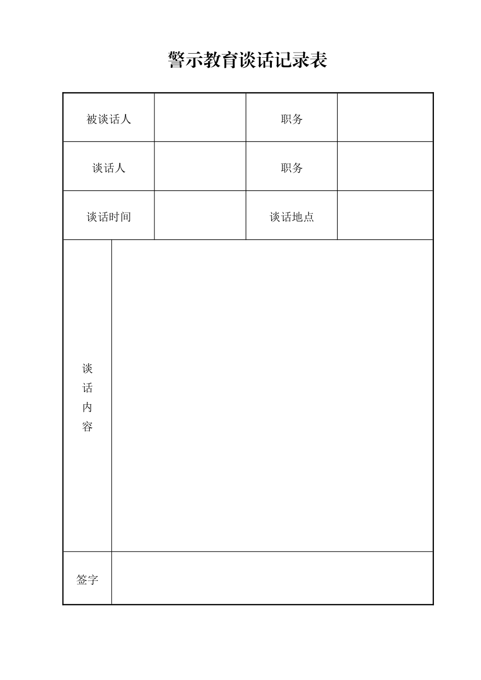 警示教育谈话记录表_第1页