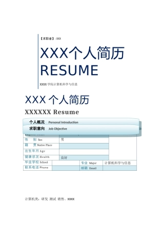 计算机专业的个人简历