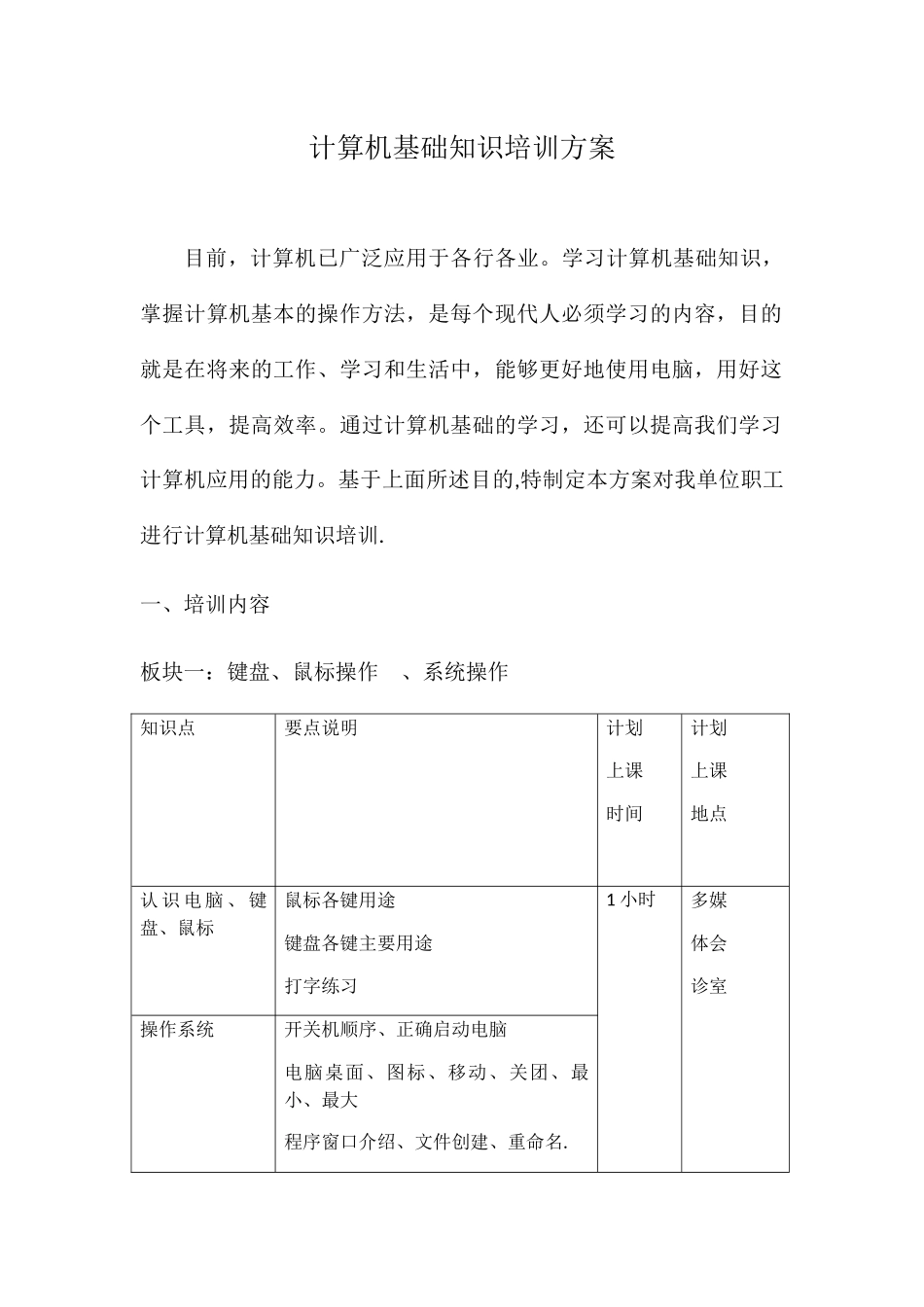 计算机基础知识培训方案_第1页