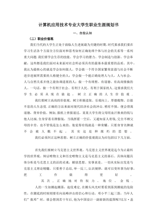计算机应用技术专业大学生职业生涯规划书