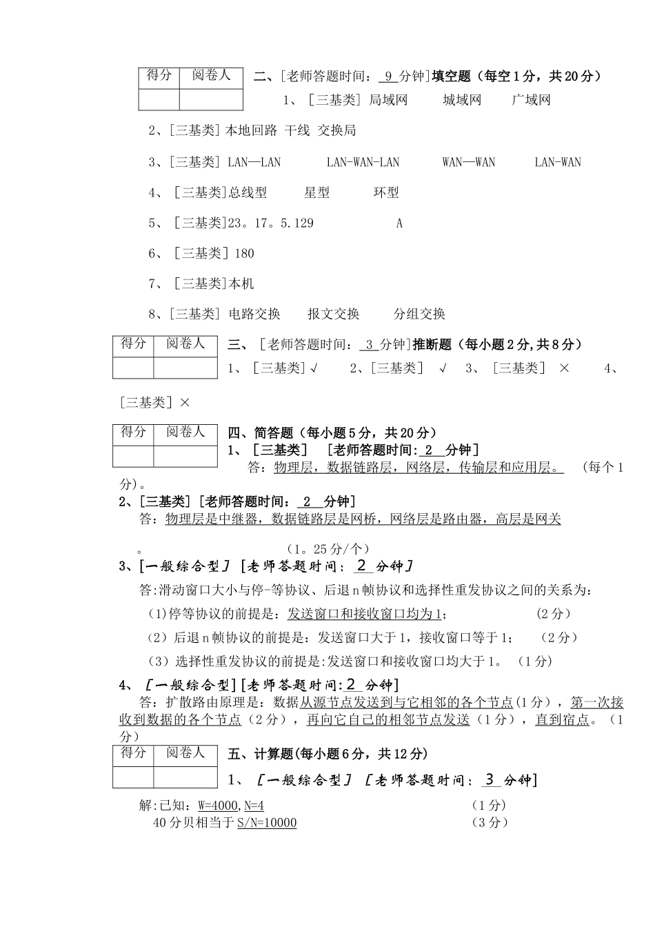计算机网络与通信期末考试复习题及答案_第3页