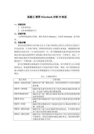 计算机网络实验-使用Wireshark分析IP协议