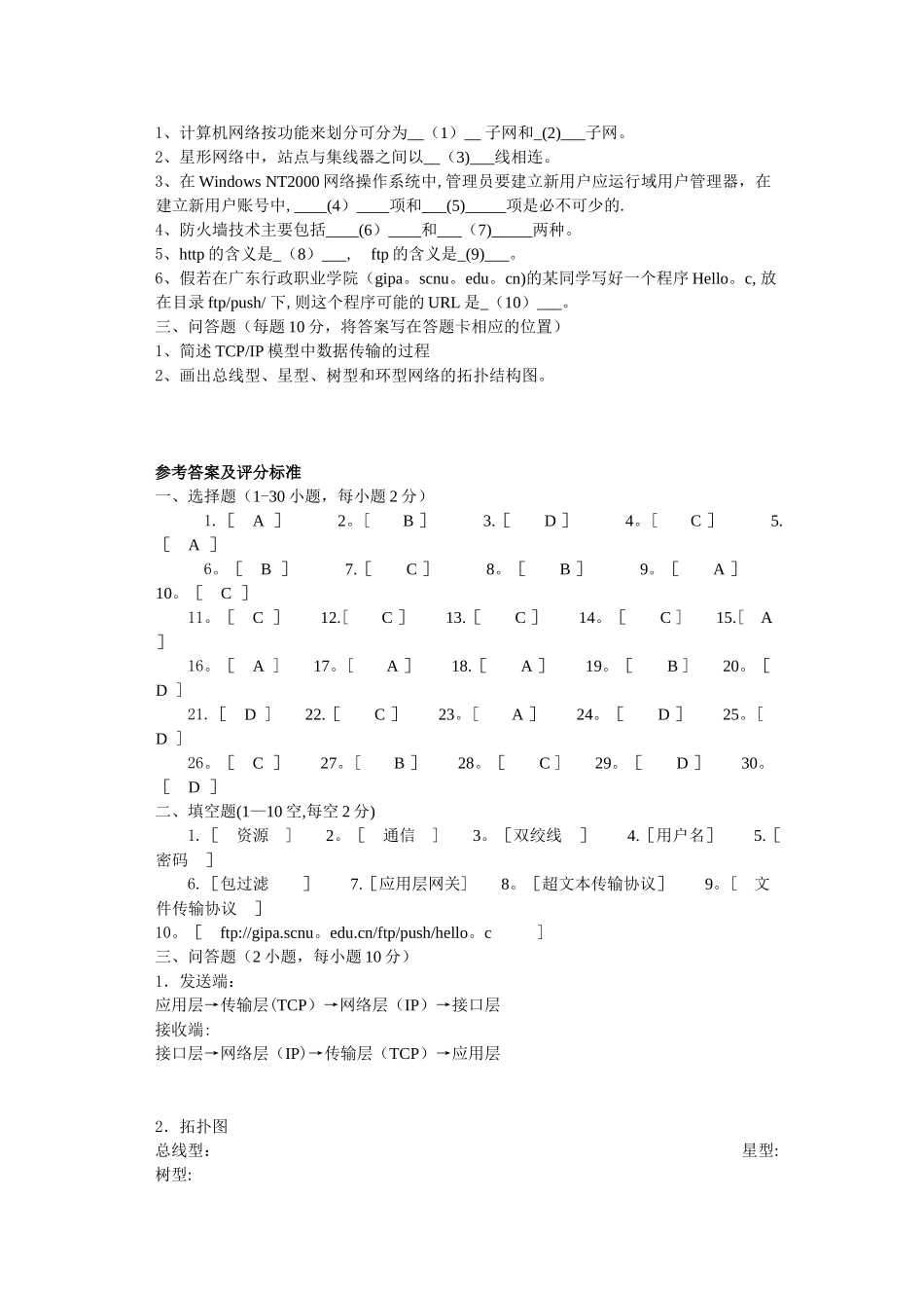计算机网络技术考试试题及答案(二)_第3页