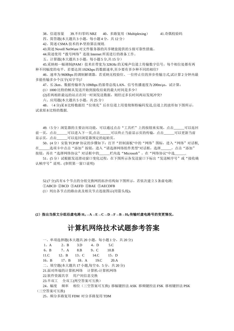 计算机网络技术试题及答案整合二_第3页