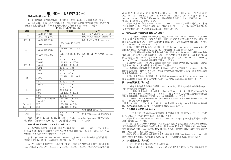 计算机网络管理员操作技能试卷_第2页