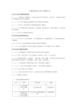 计量器具的分类与管理办法