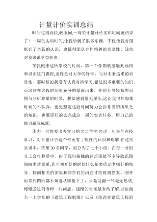 计量计价实训总结-工程计量计价实训总结