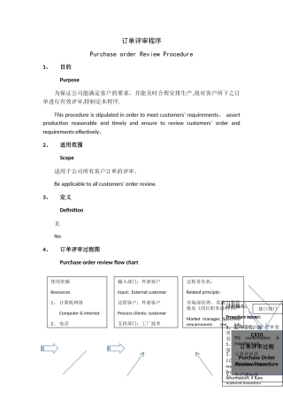订单合同评审程序中英文对照版