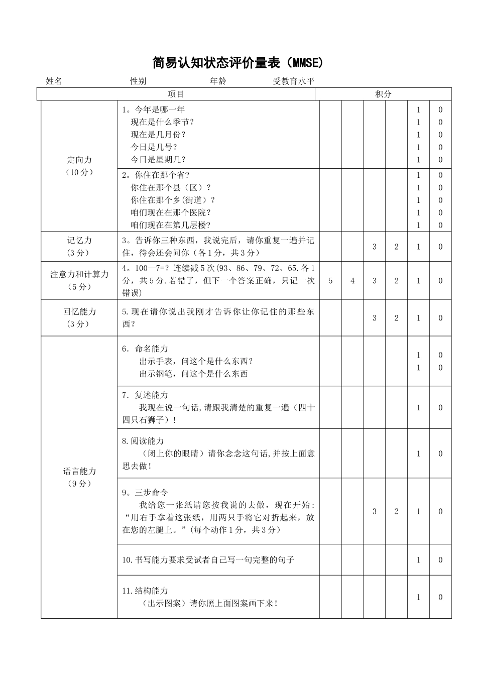 认知状态评价量表_第1页