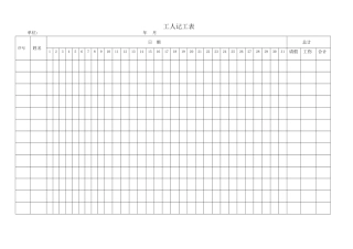 记工表或考勤表
