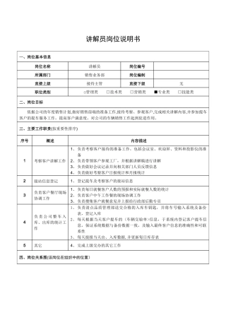 讲解员岗位说明书