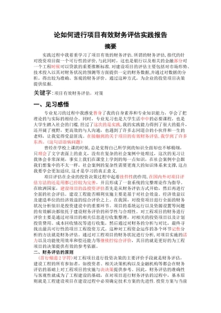 论如何进行项目有效财务评估实践报告