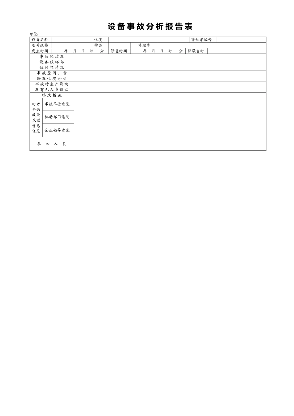 设备事故分析报告表_第1页