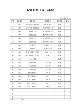 设备台账、保养计划、保养记录、维修记录