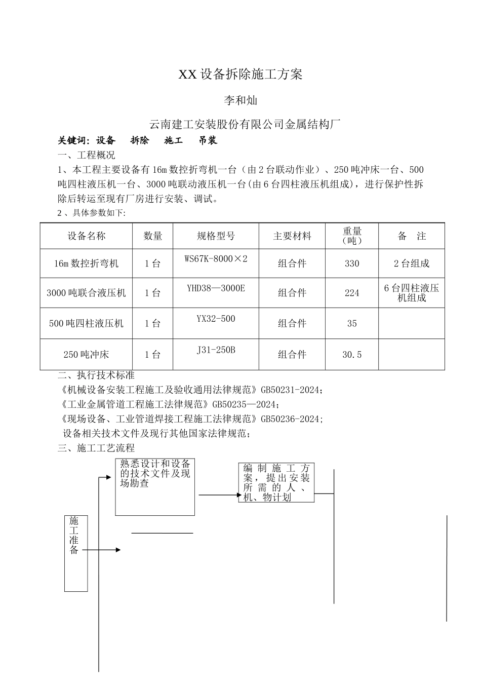 设备拆除施工方案_第1页