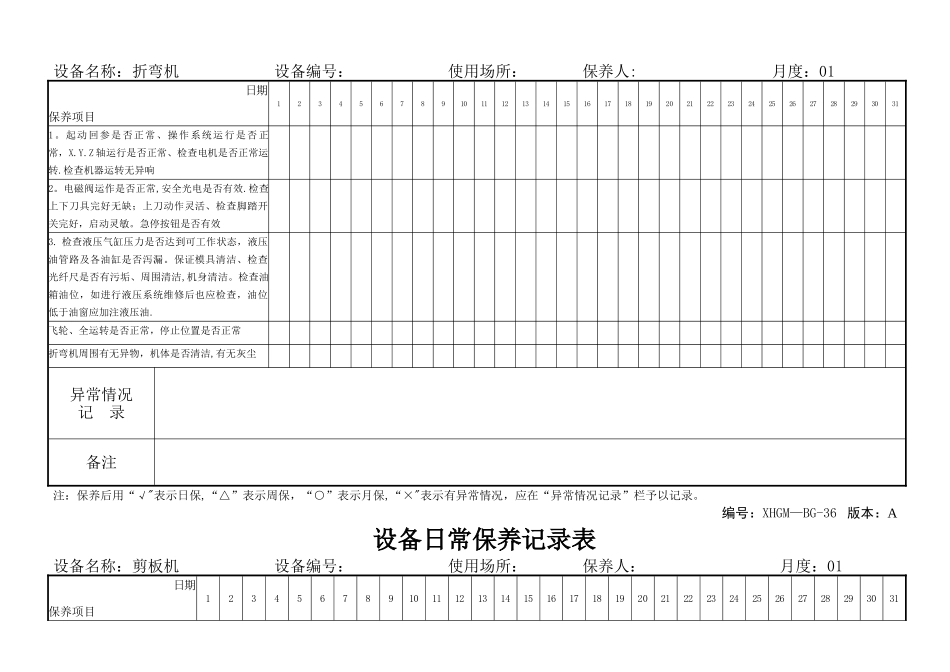 设备日常保养记录表_第2页