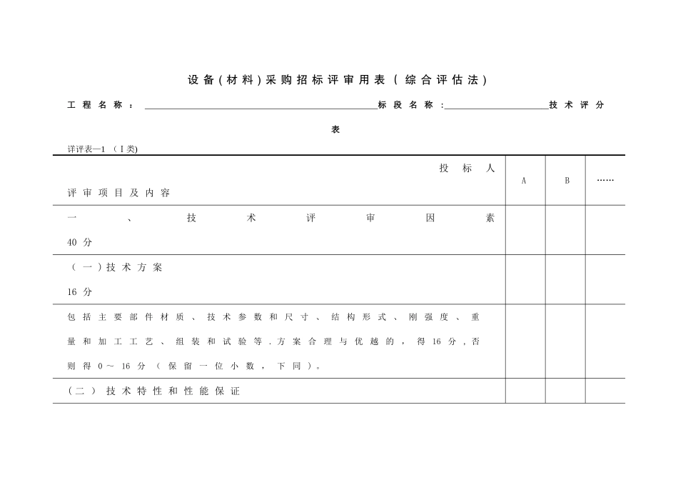 设备材料招标评标方法和标准-附表_第1页
