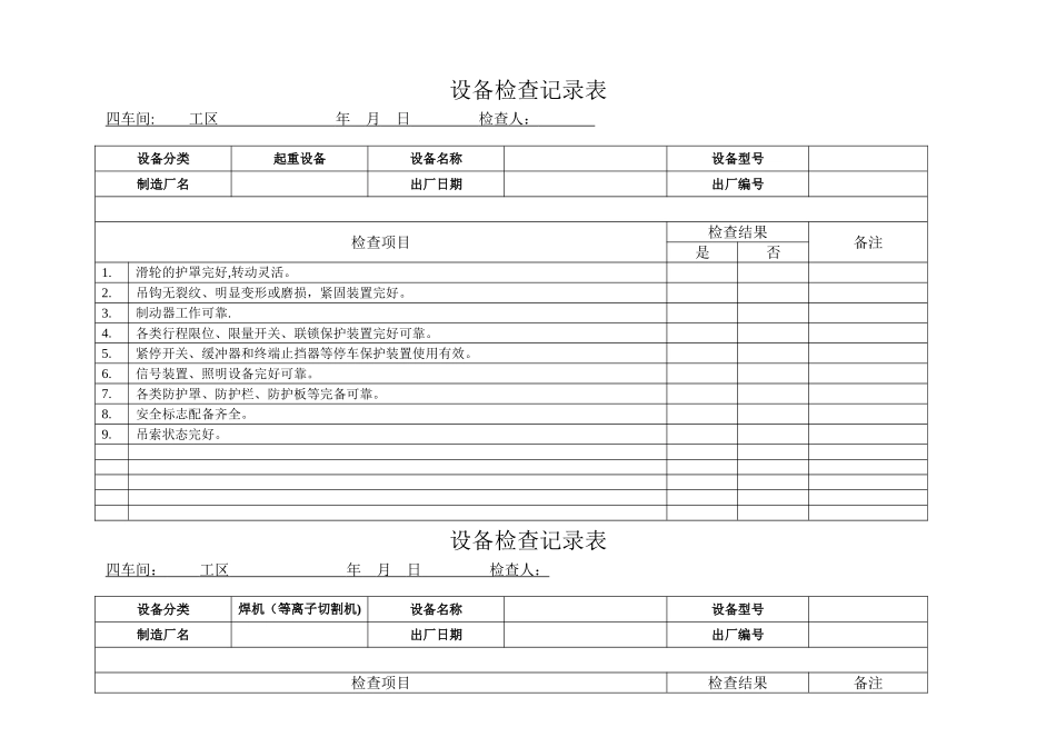 设备检查记录表_第1页