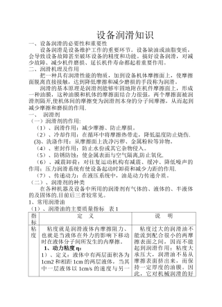 设备润滑知识培训