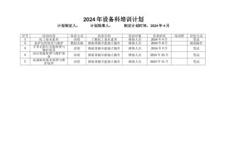 设备科培训计划
