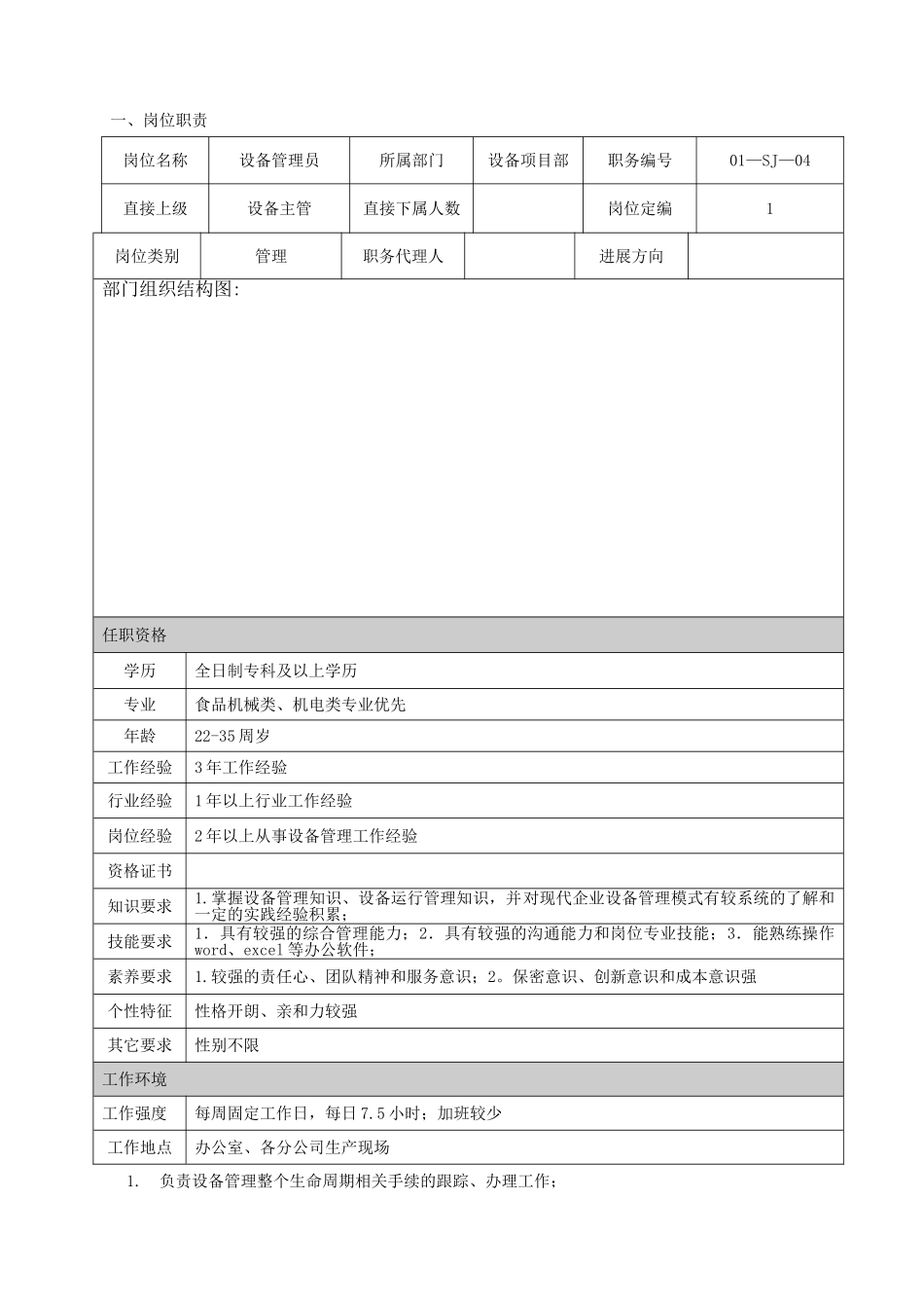 设备管理员岗位说明书_第2页