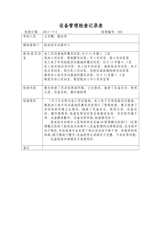 设备管理检查记录表