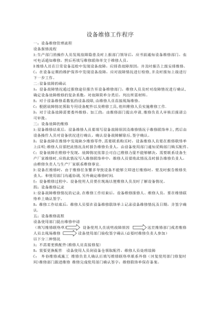 设备维修流程