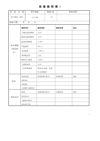 设备验收报告——烧结炉