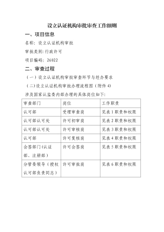设立认证机构审批审查工作细则