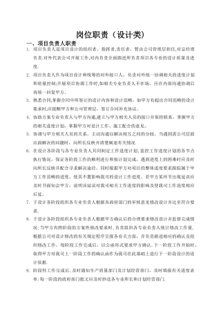 设计公司各专业负责人岗位职责