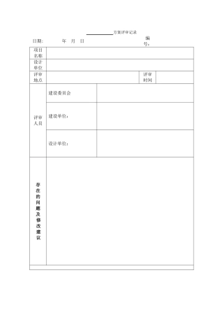 设计方案评审记录表