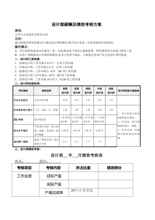 设计部薪酬及绩效考核方案