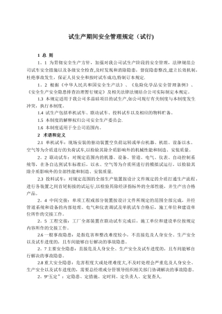 试生产安全检查管理规定