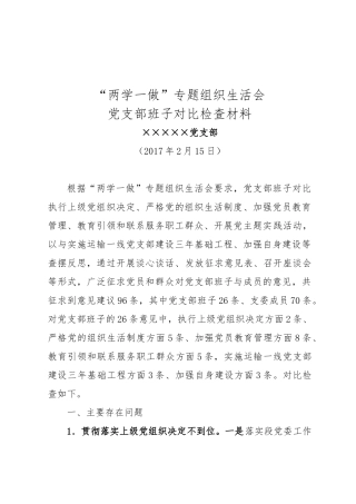 01车间支部班子对照检查材料