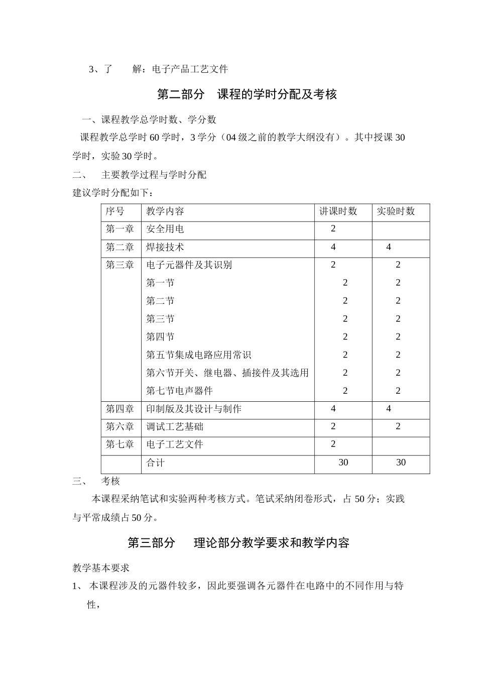 05电子技能与工艺教学大纲_第3页