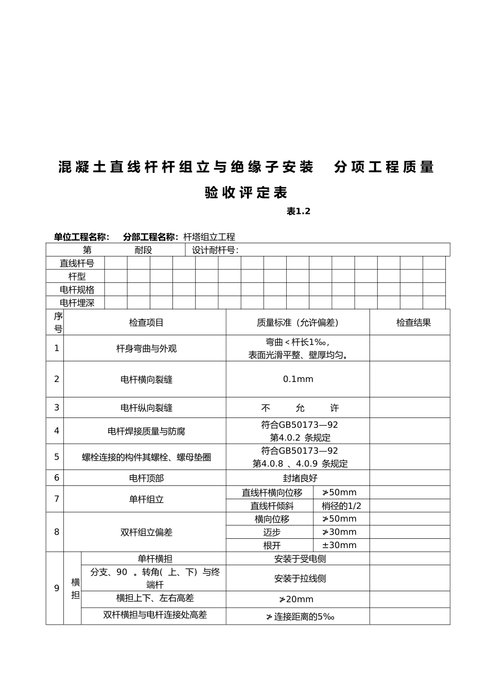 10kV分项工程质量验评表_第3页