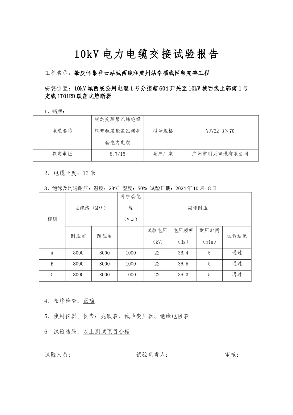 10kV电力电缆试验报告_第2页