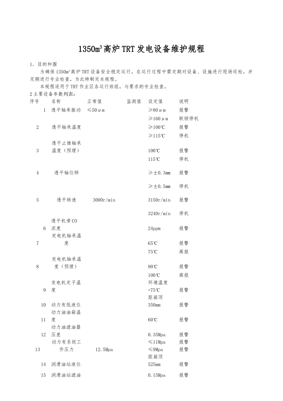1350m3高炉TRT设备维护规程_第1页