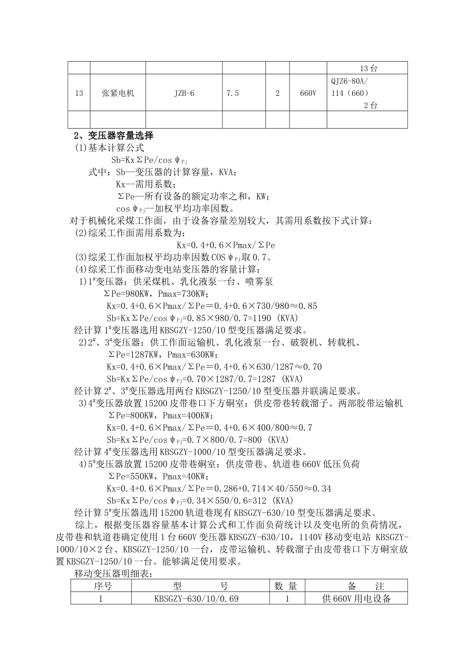 15200综采工作面供电设计作业规程_第2页