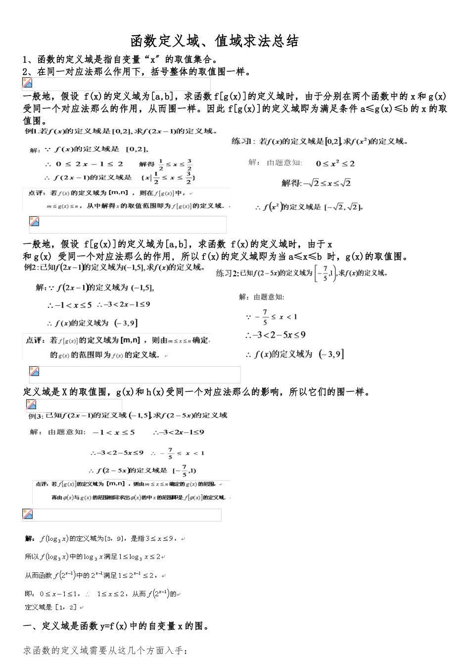 1、函数定义域、值域求法总结_第1页