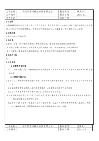 1模具部员工岗位职责绩效考核管理办法