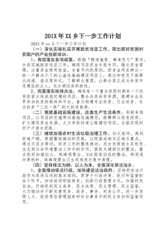 201X年XX乡下一步工作计划