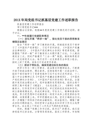 201X年局党组书记抓基层党建工作述职报告