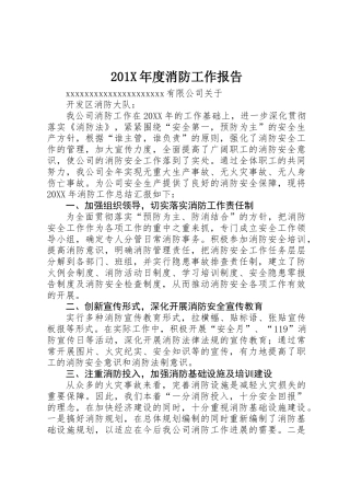 201X年度消防工作报告
