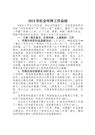 201X年红会年终工作总结