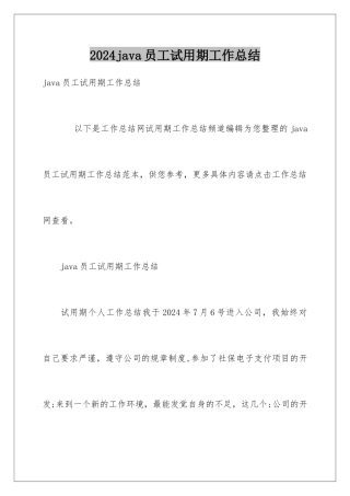 2024java员工试用期工作总结